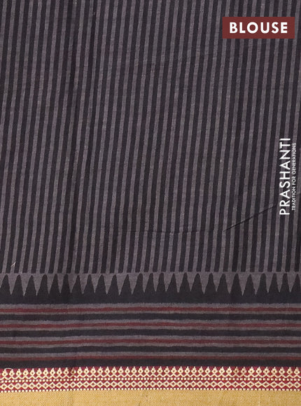 Muslin cotton saree deep purple and grey maroon with allover warli prints and thread woven border