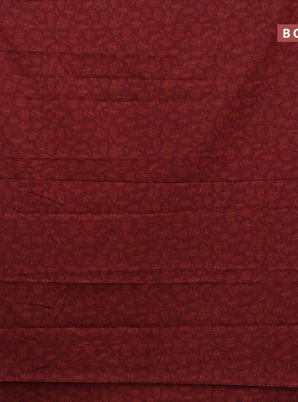 Muslin cotton saree maroon and grey maroon with allover warli prints and thread woven border