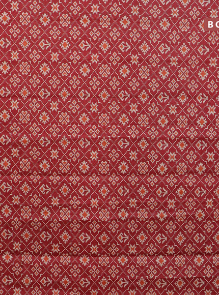 Muslin cotton saree red with allover ikat prints and small zari woven border