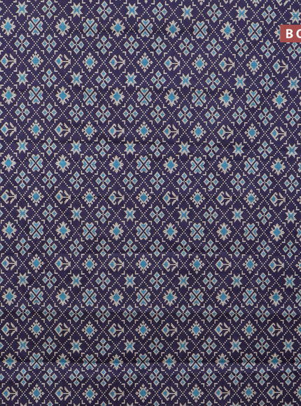 Muslin cotton saree blue with allover ikat prints and small zari woven border