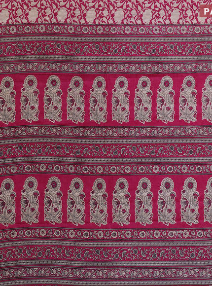 Muslin cotton saree pink and beige with allover prints and small zari woven border