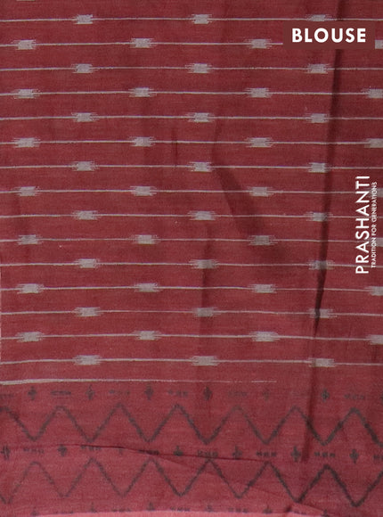 Muslin cotton saree grey black and maroon with allover ikat prints and simple border