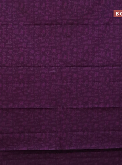 Muslin cotton saree purple and maroon with allover warli prints and thread woven border