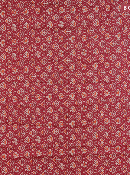 Muslin cotton saree red with allover patola prints and small zari woven border