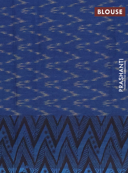 Muslin cotton saree grey and blue with allover prints and printed border