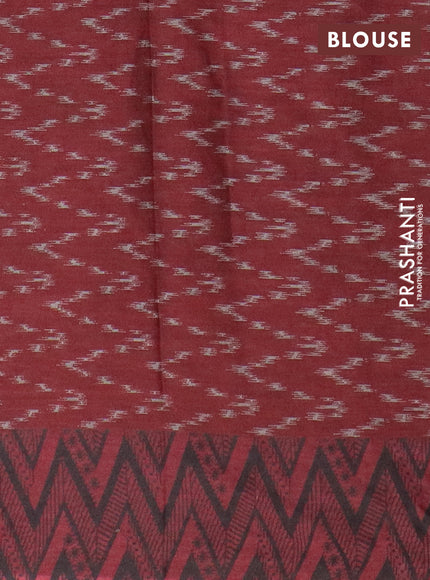 Muslin cotton saree grey and maroon with allover prints and printed border