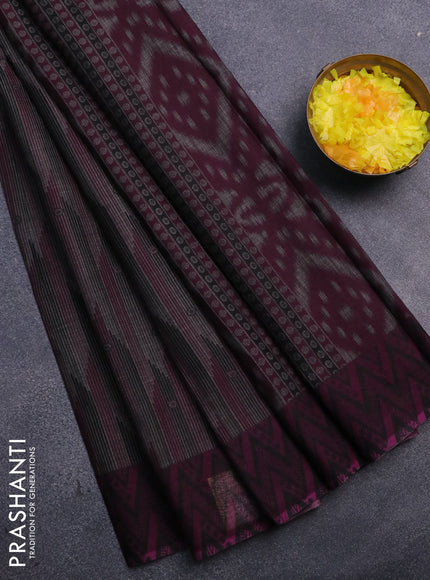 Muslin cotton saree grey and purple with allover prints and printed border