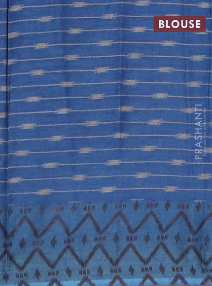 Muslin cotton saree grey and cs blue with allover prints and printed border