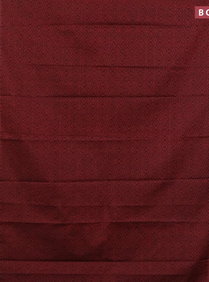 Muslin cotton saree maroon and black with allover prints and thread woven border