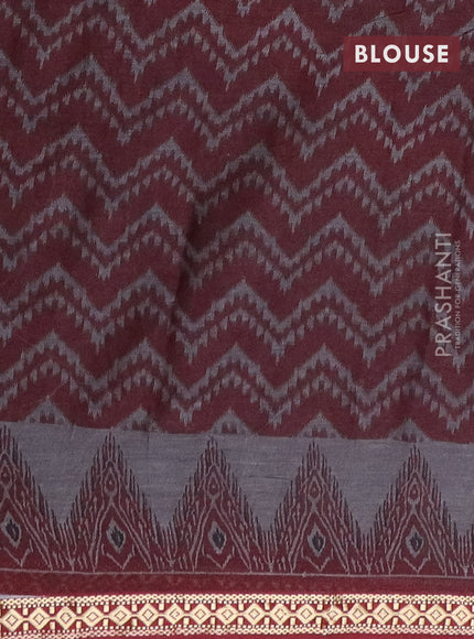 Muslin cotton saree blue and maroon with allover prints and thread woven border