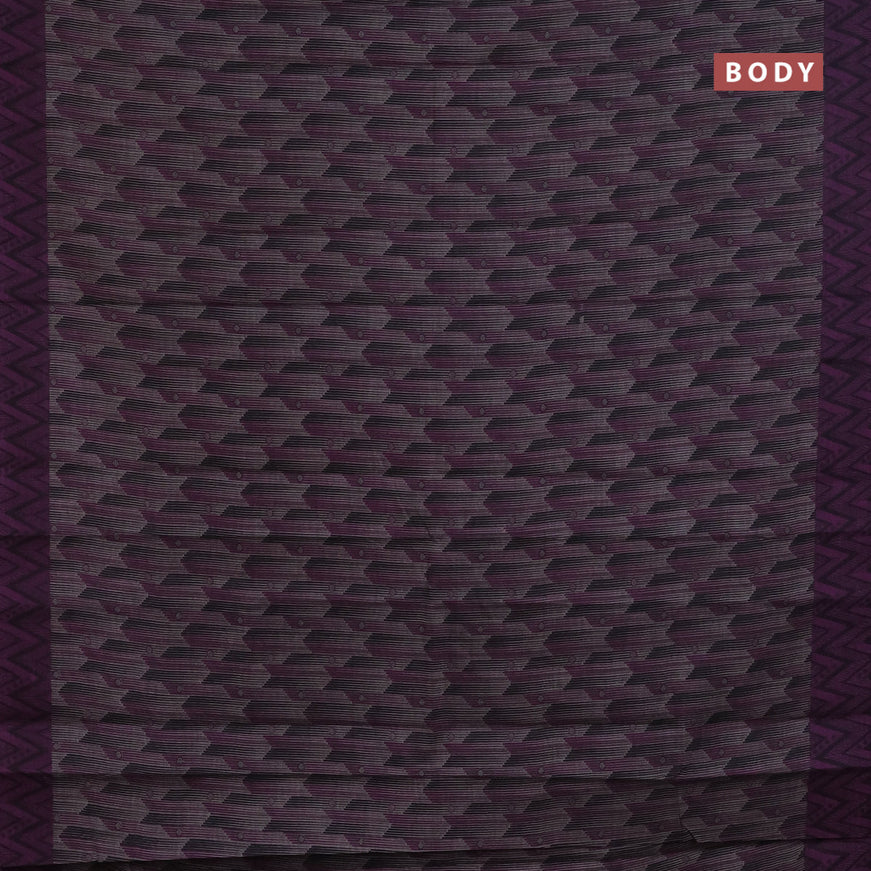 Muslin cotton saree grey and purple with allover prints and printed border