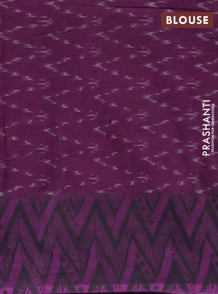 Muslin cotton saree grey and purple with allover prints and printed border