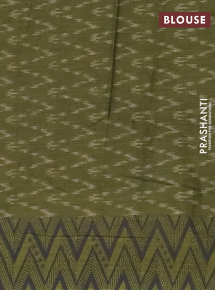 Muslin cotton saree grey black and sap green with allover prints and printed border