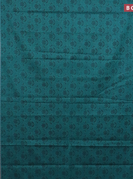 Muslin cotton saree teal green and maroon with allover prints and printed border