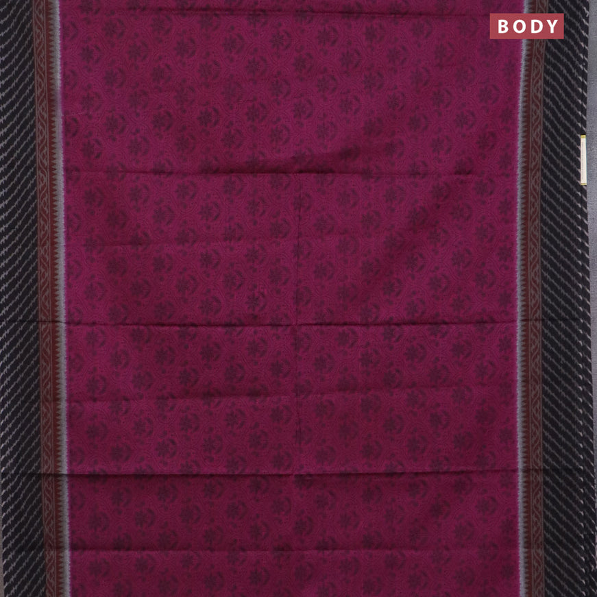 Muslin cotton saree purple and black with allover prints and printed border