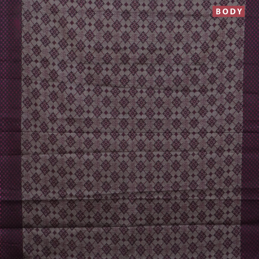 Muslin cotton saree grey and purple with allover ikat prints and printed border