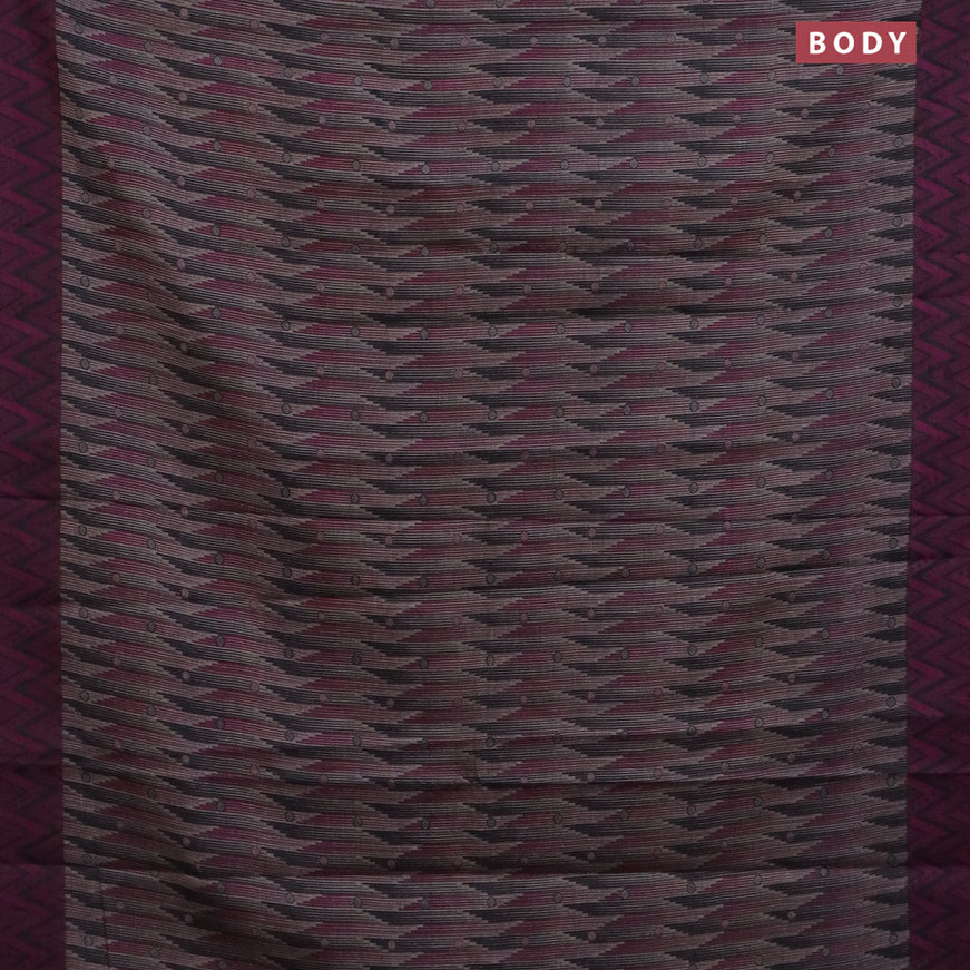 Muslin cotton saree grey and purple with allover prints and printed border