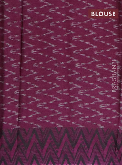 Muslin cotton saree grey and purple with allover prints and printed border