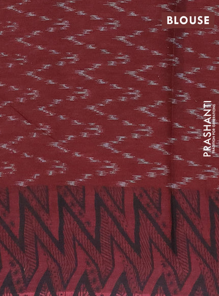 Muslin cotton saree grey and maroon with allover prints and printed border