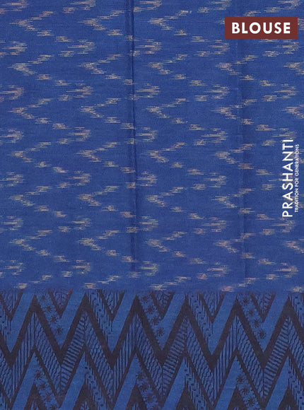 Muslin cotton saree grey and cs blue with allover prints and printed border