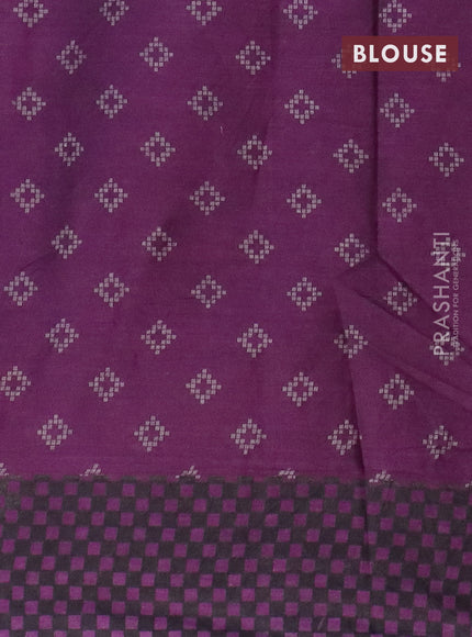 Muslin cotton saree grey and purple with allover ikat prints and printed border