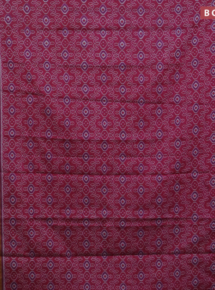 Muslin cotton saree magenta pink and purple with allover prints and printed border