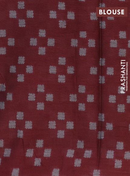 Muslin cotton saree cs blue and maroon with allover prints and printed border