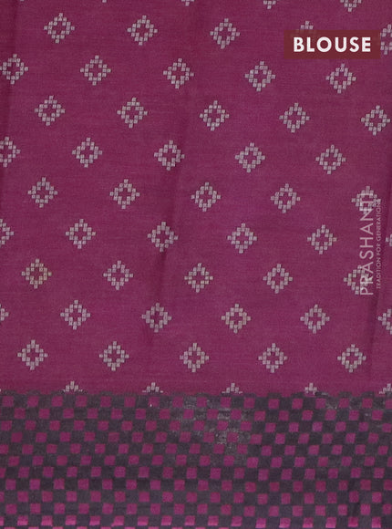 Muslin cotton saree grey and purple with allover ikat prints and printed border