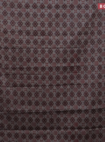 Muslin cotton saree grey and maroon with allover ikat prints and printed border