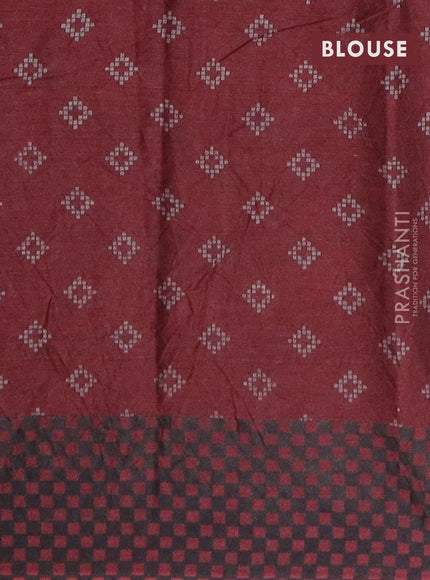 Muslin cotton saree grey and maroon with allover ikat prints and printed border