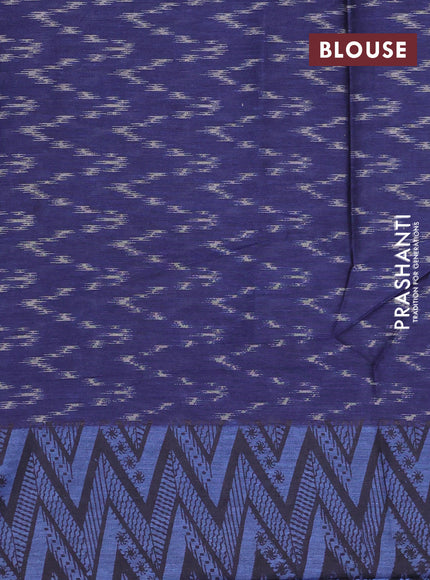 Muslin cotton saree grey and blue with allover ikat prints and printed border