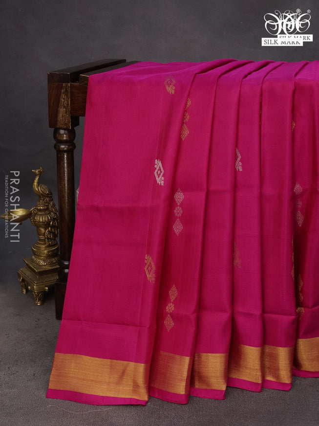 Pure uppada silk saree pink with zari woven buttas and zari woven border