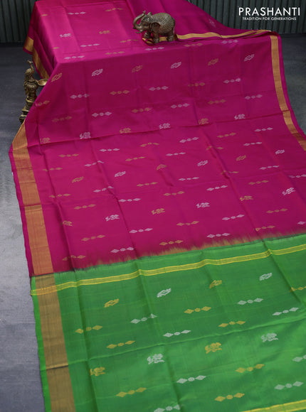 Pure uppada silk saree pink with zari woven buttas and zari woven border