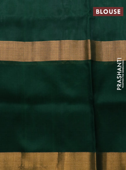 Pure uppada silk saree dual shade of greyish green and green with zari woven buttas and long zari woven butta border