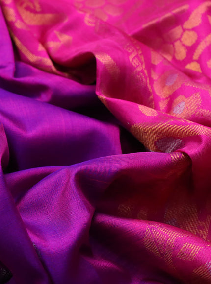 Pure uppada silk saree purple and pink with silver & gold zari woven buttas and rich zari woven border