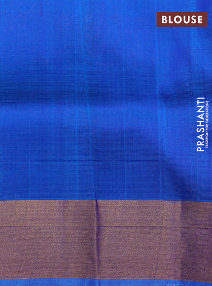 Pure uppada silk saree dark blue and cs blue with silver & gold zari woven buttas and rich zari woven border