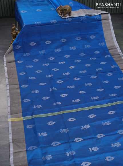 Pure uppada silk saree cs blue with silver zari woven buttas and silver zari woven border