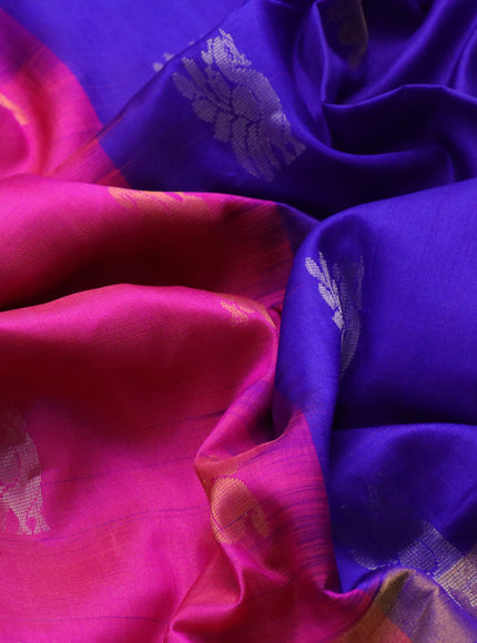 Pure uppada silk saree pink and purple with silver & gold zari woven buttas and long zari woven butta border