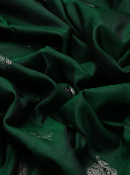 Pure uppada silk saree green with silver zari woven buttas and silver zari woven border