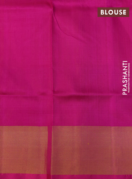 Pure uppada silk saree mustard yellow and pink with silver zari woven buttas and zari woven border