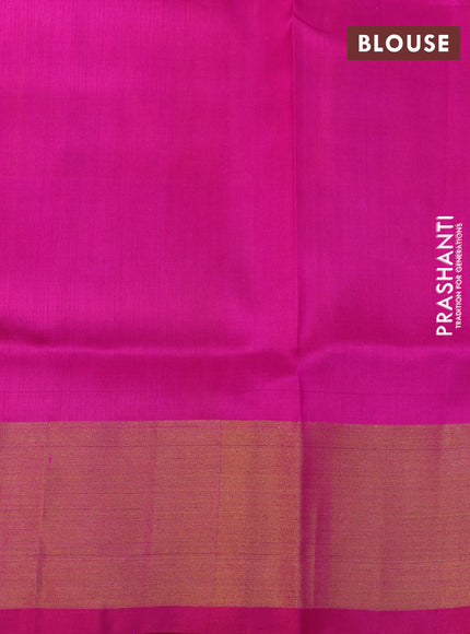 Pure uppada silk saree dual shade of orange and pink with silver & gold zari woven paisley buttas and zari woven border