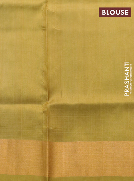 Pure uppada silk saree grey and light green with silver zari woven buttas and zari woven border