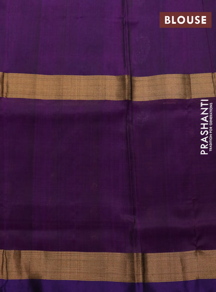 Pure uppada silk saree cs blue and deep purple with silver & gold zari woven buttas and long zari woven butta border