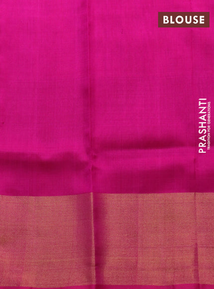 Pure uppada silk saree dual shade of pinkish orange and pink with zari woven jamdhani buttas and zari woven border