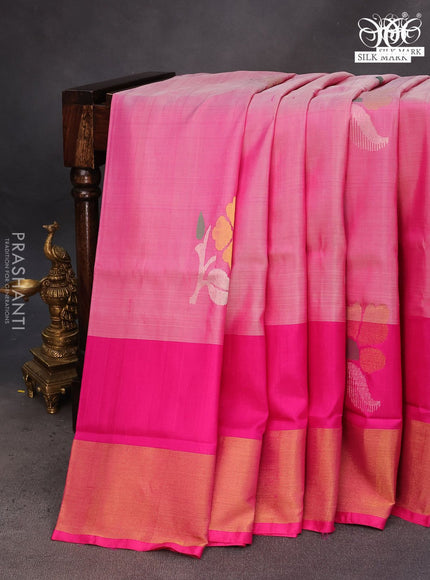 Pure uppada silk saree pink shade with zari woven jamdhani buttas and zari woven border