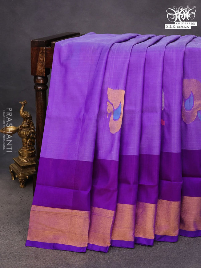 Pure uppada silk saree violet with zari woven jamdhani buttas and zari woven border