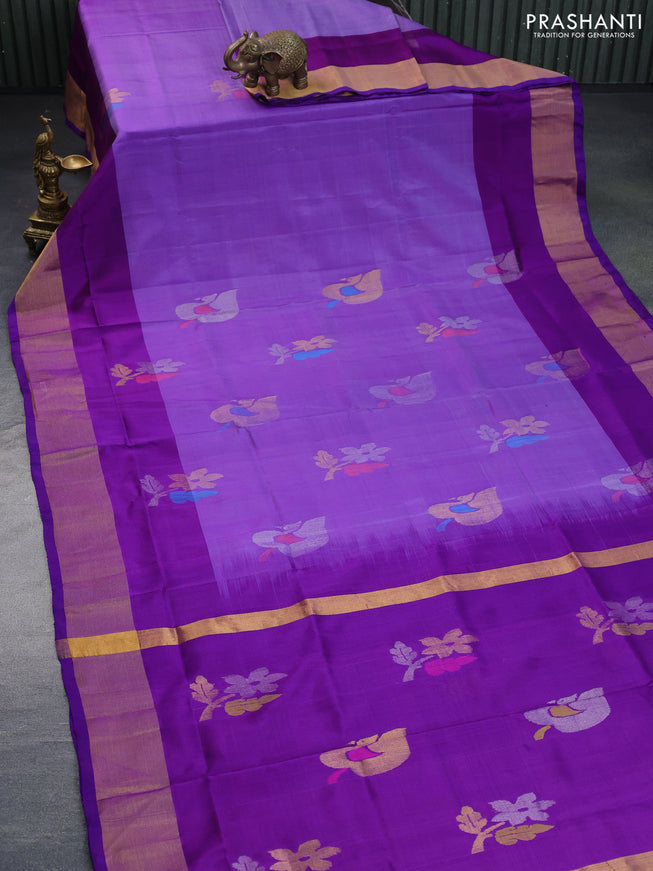 Pure uppada silk saree violet with zari woven jamdhani buttas and zari woven border