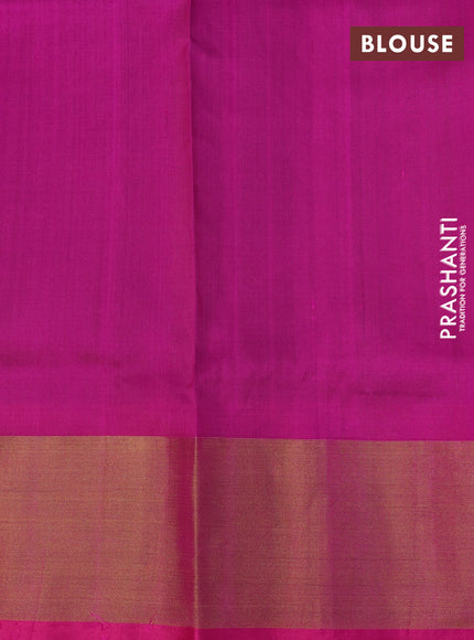 Pure uppada silk saree green and pink with zari woven jamdhani buttas and zari woven border