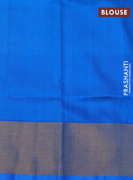 Pure uppada silk saree mustard yellow and cs blue with zari woven jamdhani buttas and zari woven border