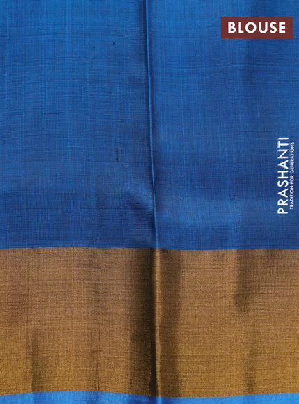 Pure uppada silk saree blue and cs blue with silver & gold zari woven buttas and long zari woven border